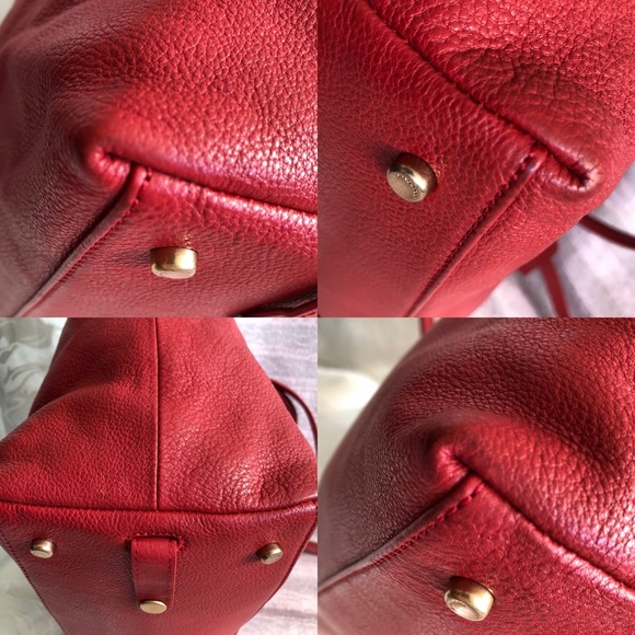 USED GENUINE LEATHER COURONNE BAG-RED - Picture 3 of 8
